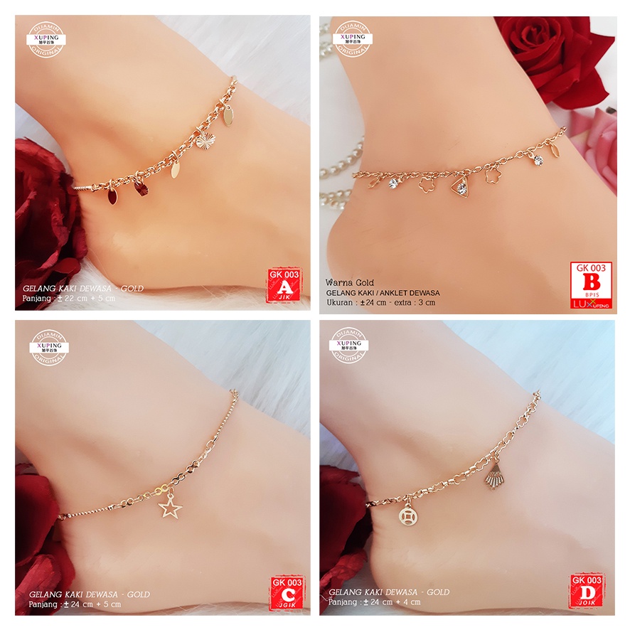 GK 003 Gelang Kaki Xuping Asli Bunga Perhiasan Imitasi Lapis Emas 18K Anklet Xuping Gelang Kaki Fashion Emas Imitasi Anklet Bunga Luxx Xuping