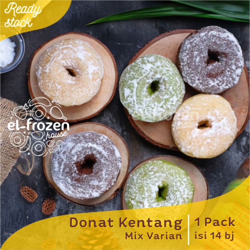 

Donat Kentang Mix (Ori,Pandan,Coklat) Frozen Free Gula Halus (Dipanggang Hemat Minyak) Makanan Beku