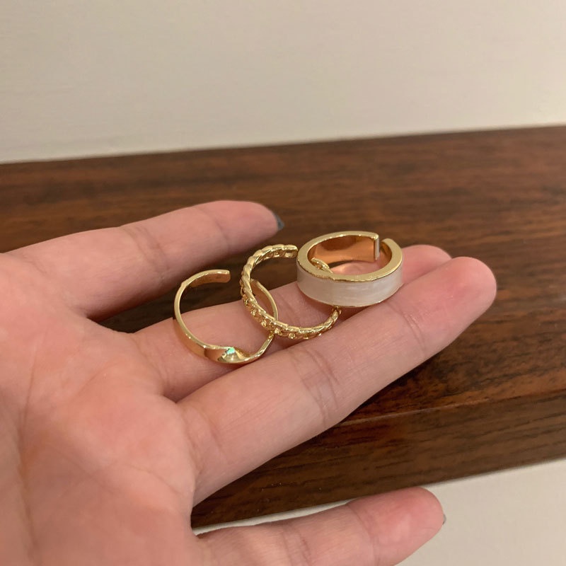 3pcs / Set Cincin Model Terbuka Dapat Disesuaikan Gaya Vintage Korea Untuk Wanita