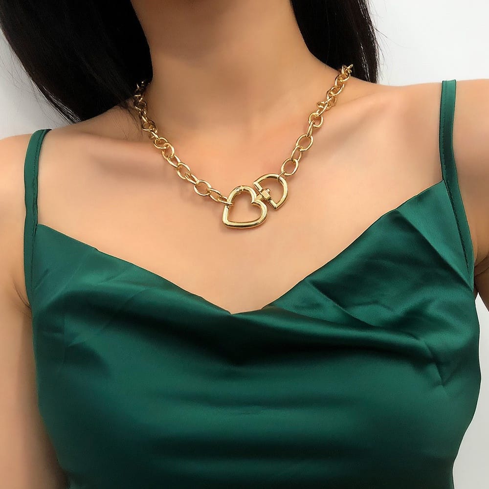 Kalung Cinta Geometris Kalung Rantai Tebal Emas Perak