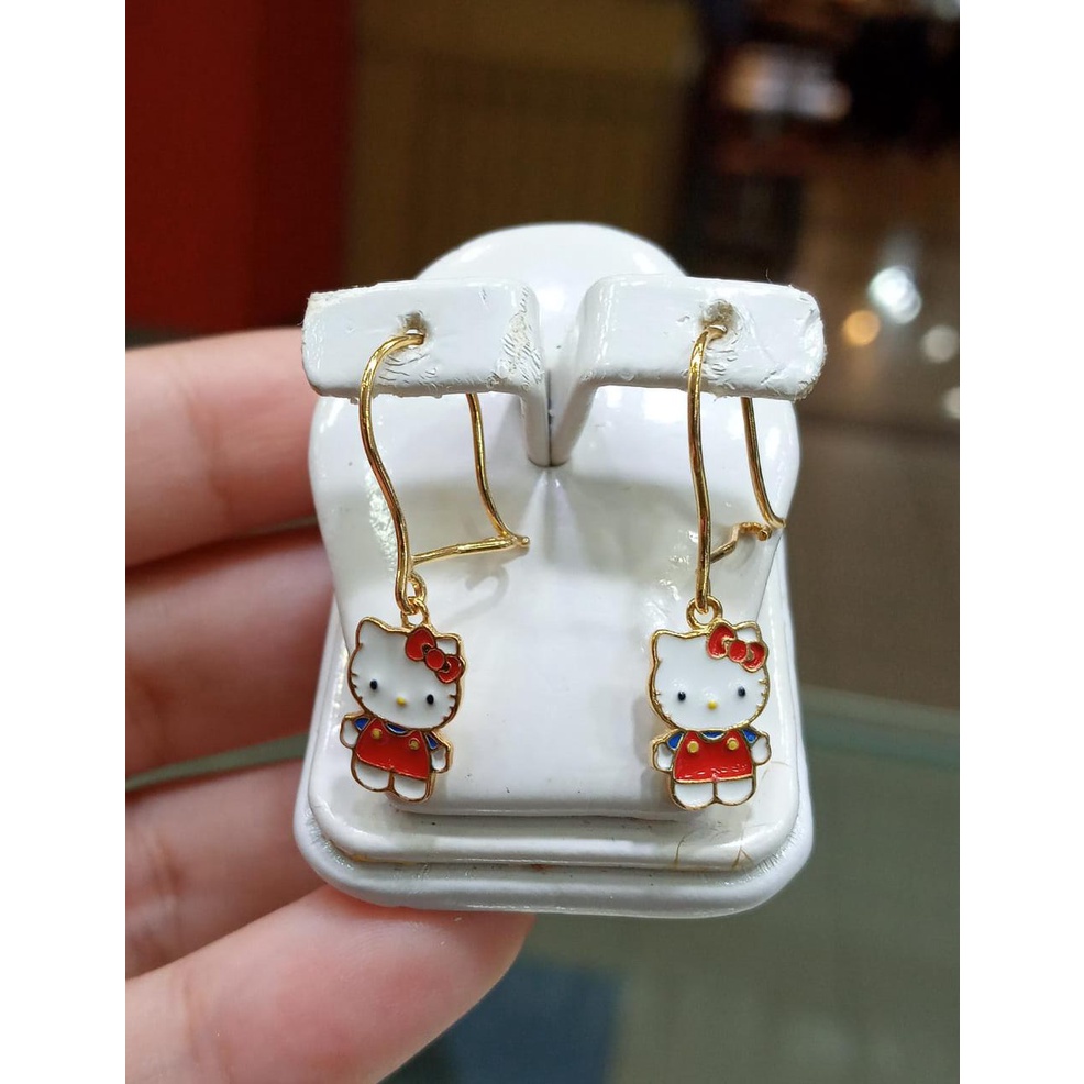 Anting Emas Anak Cute Hello Kitty Character Kadar 70% 2 Gram