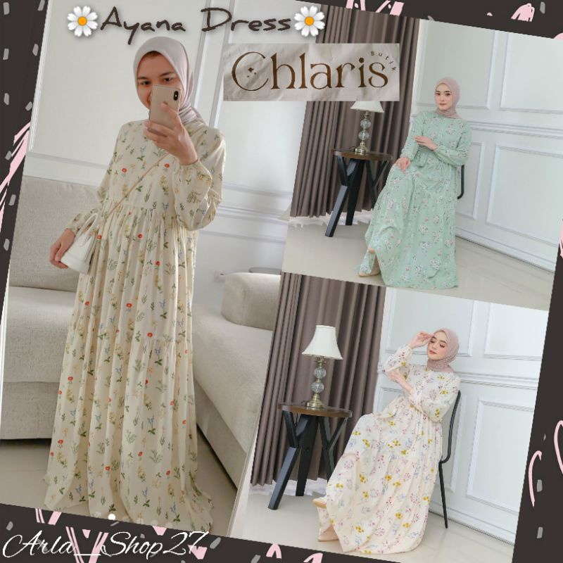 BUTIKCHLARIS Ayana Dress Minty | Creamy | Apricot by Butik Chlaris