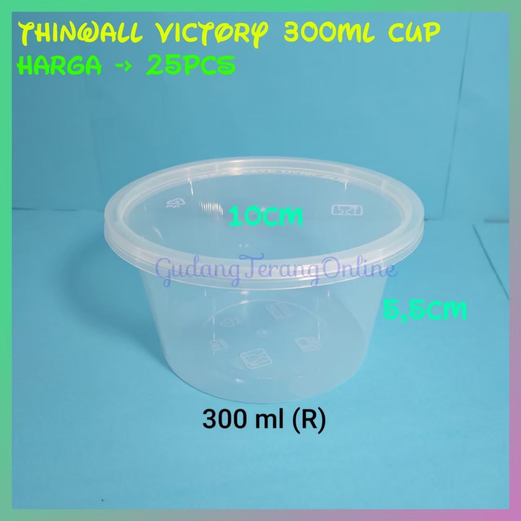 Thinwall food container 300ml VICTORY / Cup salad 300ml/ Cup puding 300ml / tempat slime kotak slime