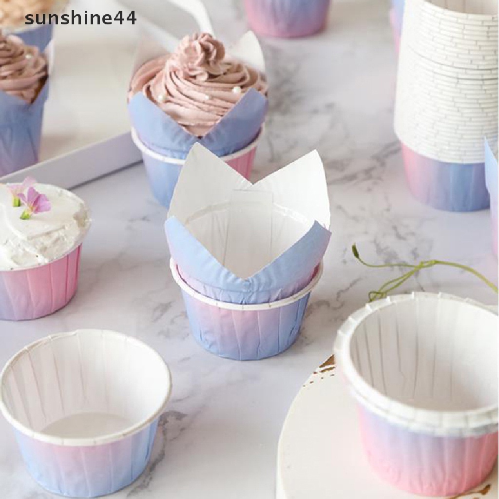 Sunshine 50Pcs Kertas Cetakan Cupcake / Muffin DIY