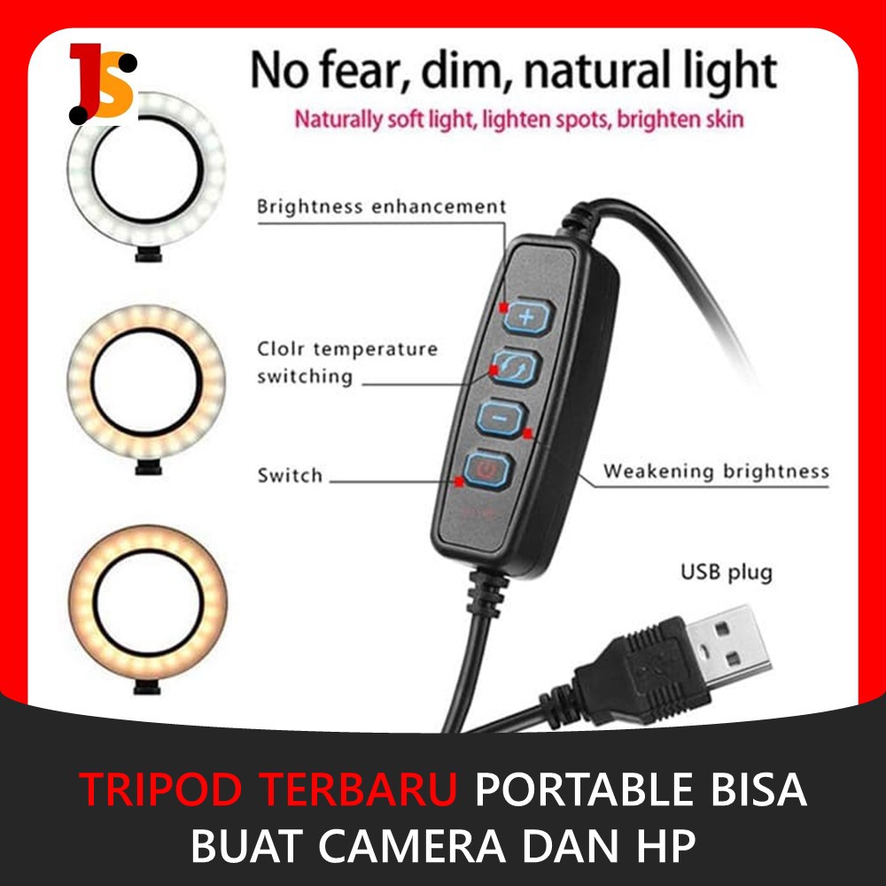 LAMPU RING LIGHT SELFIE RINGLIGHT LED LAMPU TIKTOK MAKE UP BULAT VLOG LAMPU RING LIVE VIDEO JS109