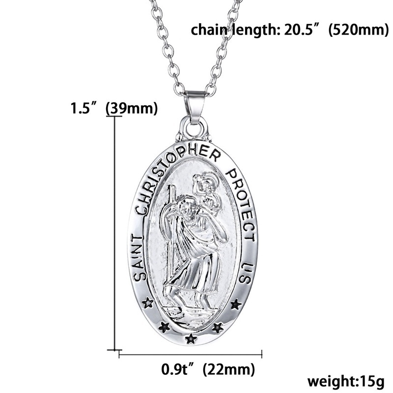 Kalung Liontin St. Christopher Bahan S925 Silver Gaya Vintage Untuk Pria Dan Wanita