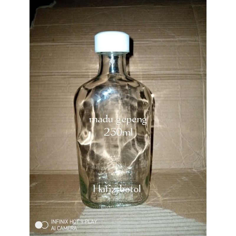 

Botol Kaca Bening GEPENG / MENSEN 250 ml madu jamu susu minuman