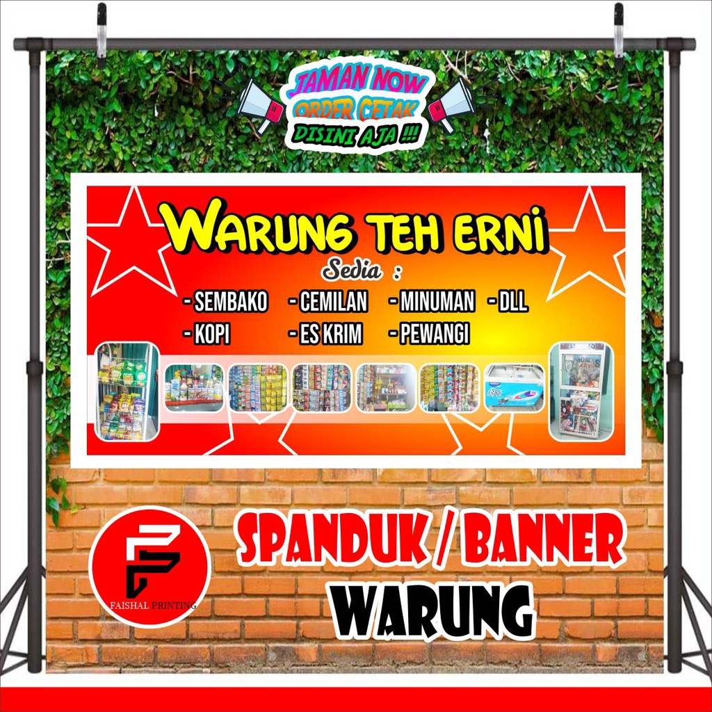 Spanduk banner warung jajanan toko sembako ukuran 2 x 1 meter