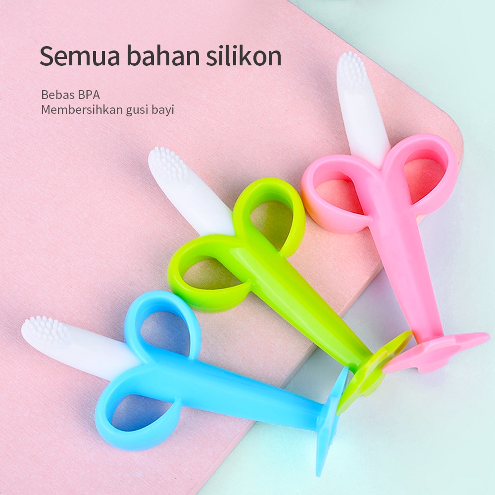 Halobaby Teether Gigitan Baby Toothbrush Banana Bayi Sikat Pisang Bpa Organik