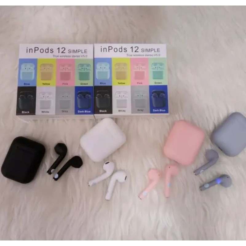 AIRPODS INPODS MACARON ORIGINAL 12 TWS i12 HEADSET BLUETOOTH ORI 100%/Inpods 12 Simple Macaron True 
