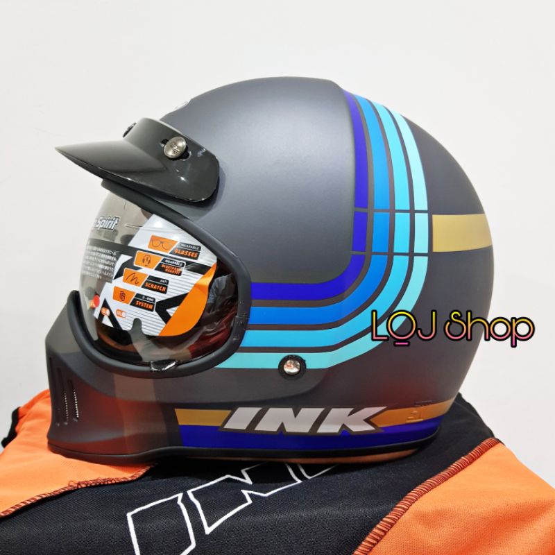 HELM INK TROOPER BORDERLINE MATT ANTHRACITE BLUE DOFF FULL FACE CAKIL
