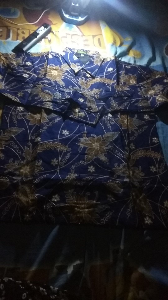 Batik Pria Kembang Biru Batik Solo Halus Asli Katun Primisima Full Furing