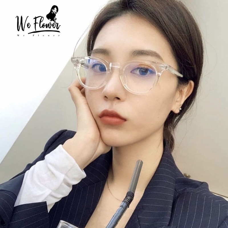 We Flower Trendy Transparent Frame Clear Lens Eyeglasses for Women Round Glasses Spectacles Eyewear