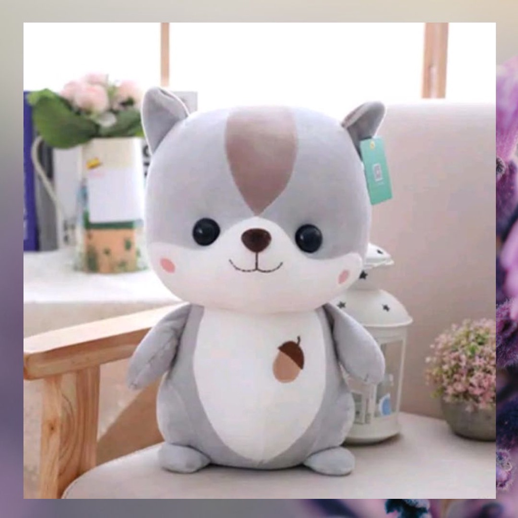 Boneka Tupai Lucu Imut / Mainan Mewah Model Duduk Bahan Yelvo Dijamin Berkualitas Halus Lembut SNI