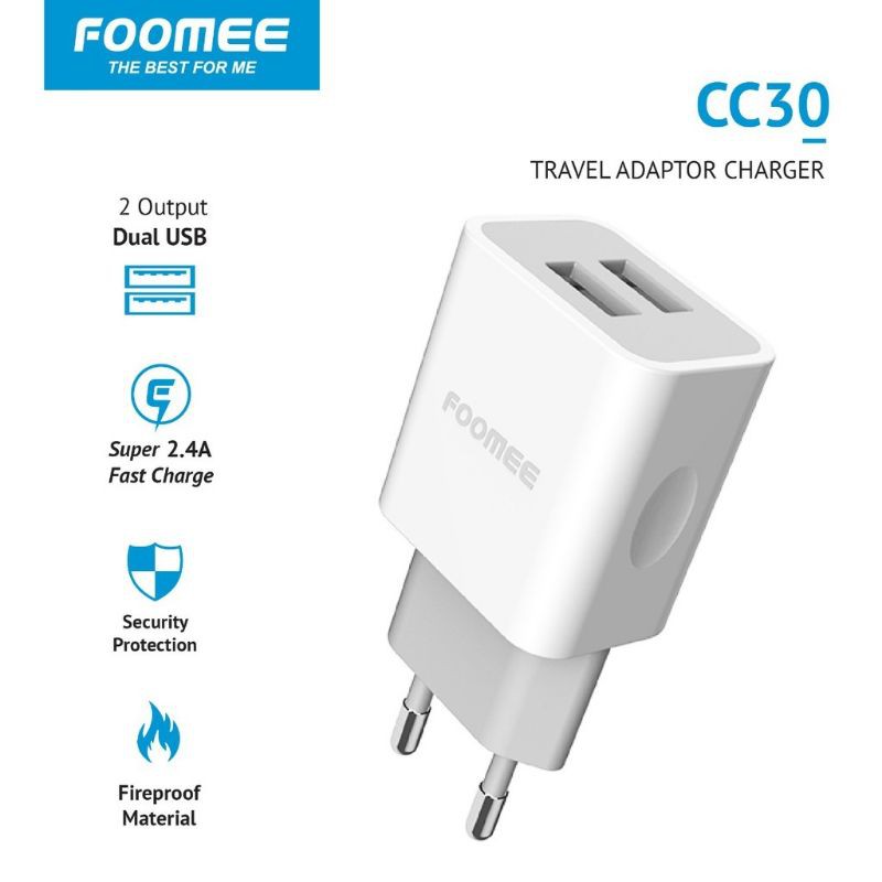 Foomee CC30 Dual USB Charger 2.4A