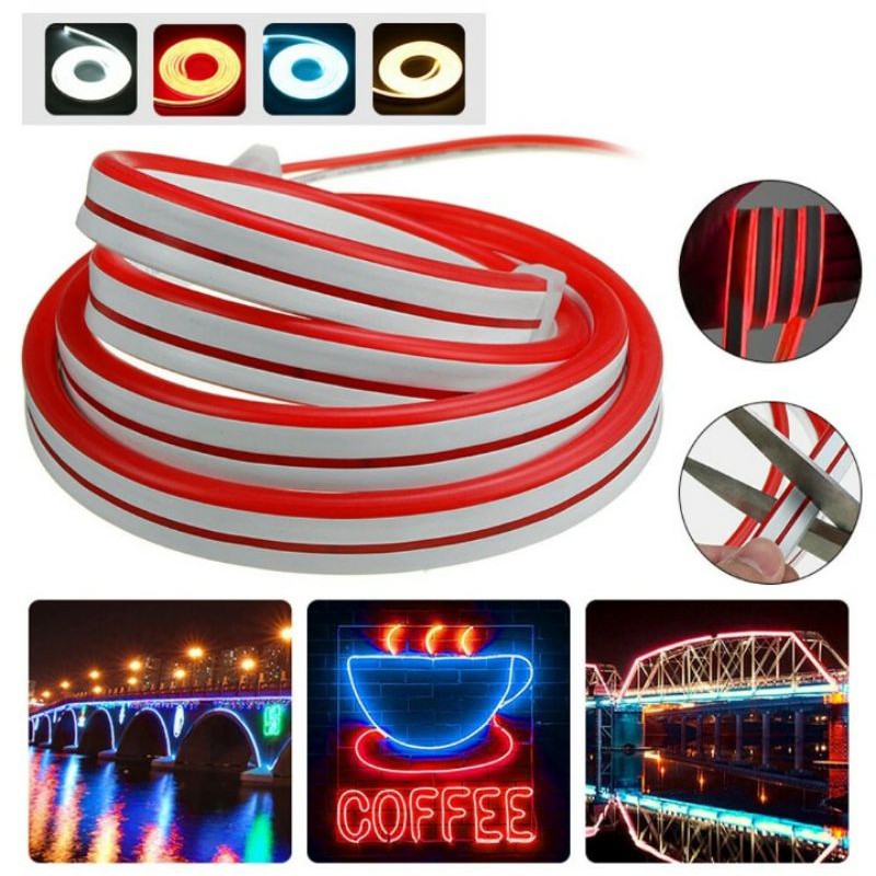  Lampu  LED  Neon Flex LED  Strip  Flexible 5 Meter DC  12V IP65 