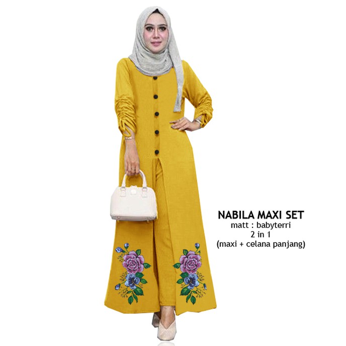 LS 83155-8720 NABILA MAXI SET Baju Maxi Wanita,Setelan Muslimah Model Terbaru,Termurah dan Terlaris