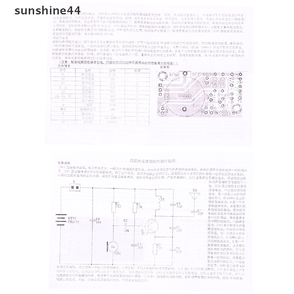 Sunshine Kit Transmitter Radio FM Stereo DIY Dengan Mikrofon DC 3V Untuk Latihan Solder