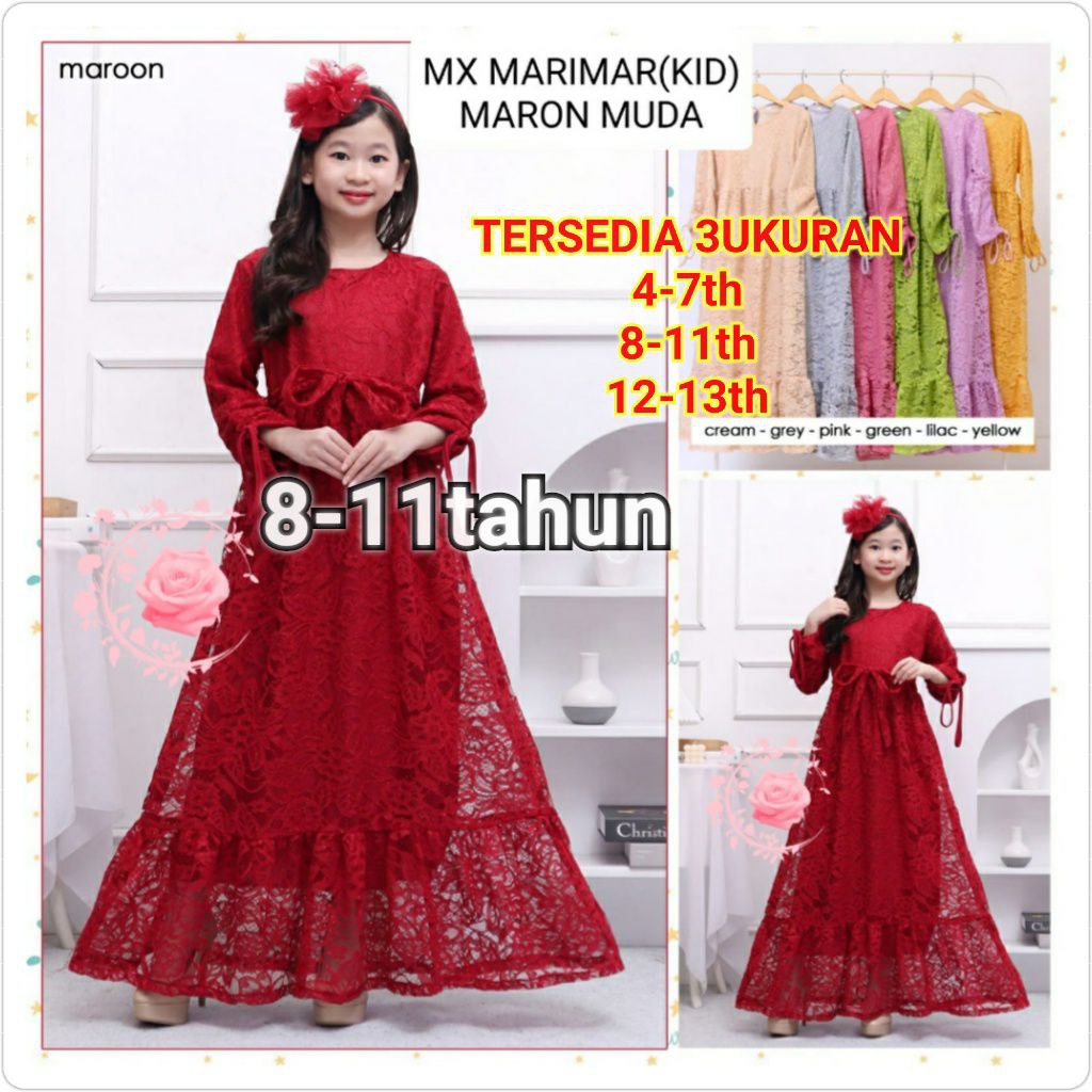 MX MARIMAR KID / UMUR 4 sampai 13tahun / dress brukat TERLARIS TERBARU / DRESS PESTA ANAK