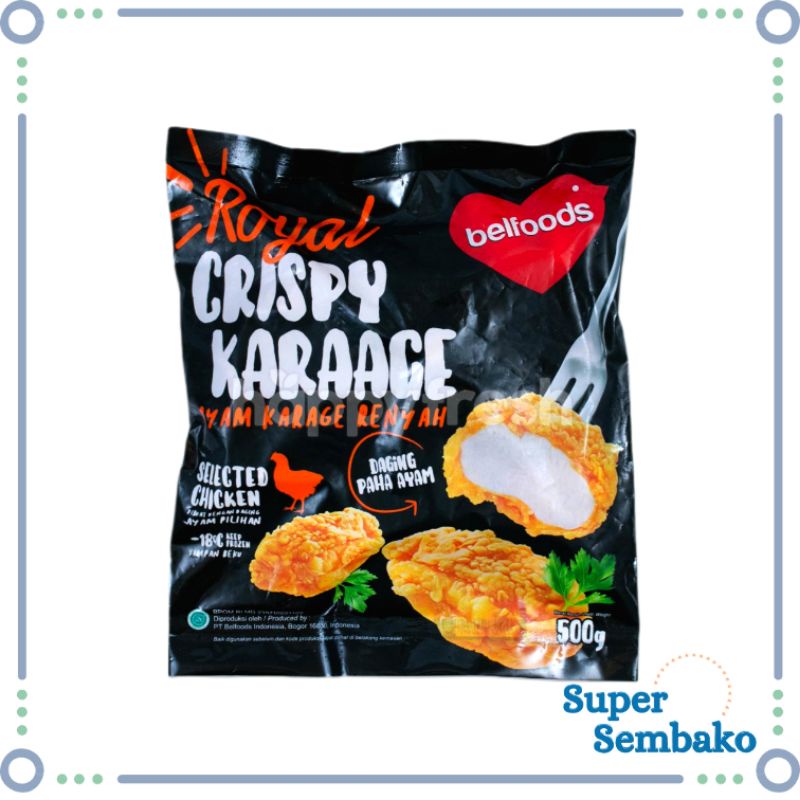 FROZEN FOOD MAKANAN BEKU ROYAL CRISPY DAGING AYAM KARAGE RENYAH BELFOODS 500g