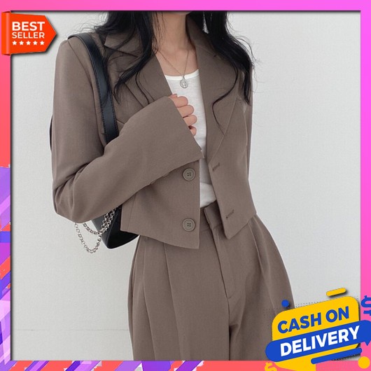 Blazer Jas Kantor Cod Berkualitas Korean Style Premium One Set Blazer  V-Neck Blazer Jaket Wanita Te