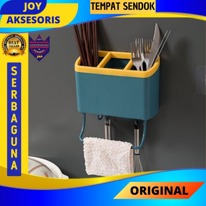 Rak Gantung dinding tembok tempel duduk kotak wadah Tempat Sendok Garpu Dan Sumpit serbaguna multi f