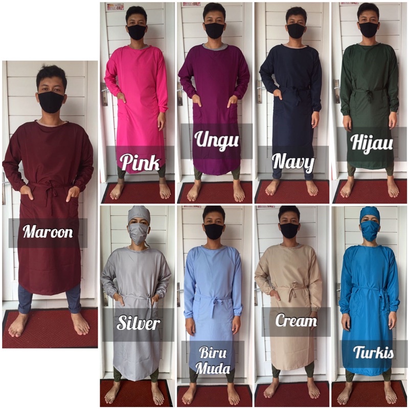 Bordir Nama Gown Apd Waterproof Gown Medis Surgical Gown Jubah Medis Apron Jas Laboratorium PO