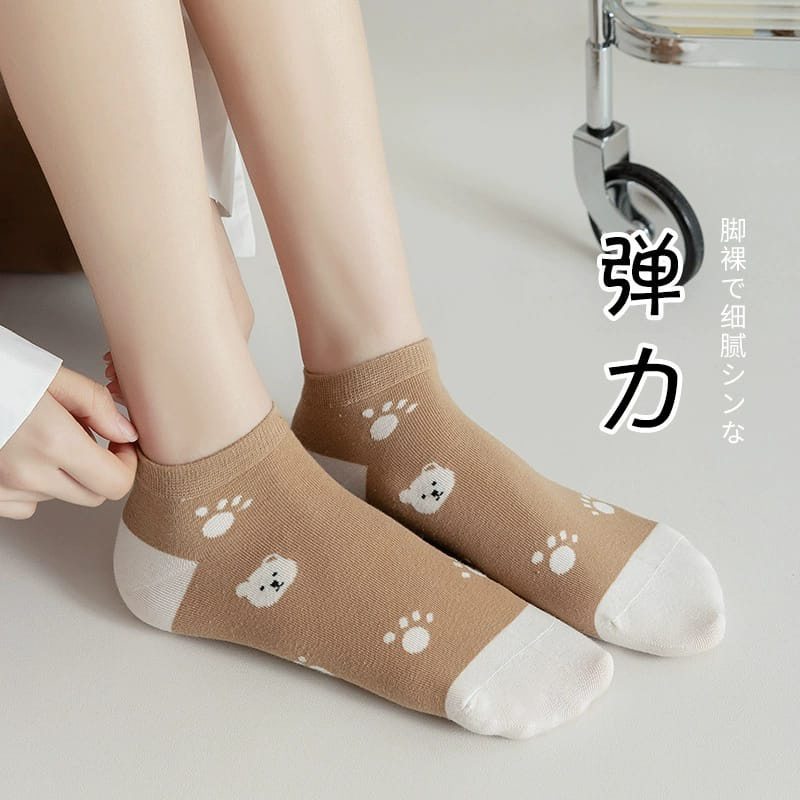 ☀ Sunly ☀ A188 Kaos Kaki Wanita Motif Baby Bear Brown Kaoskaki Beruang Fashion Korea Women Sock Import