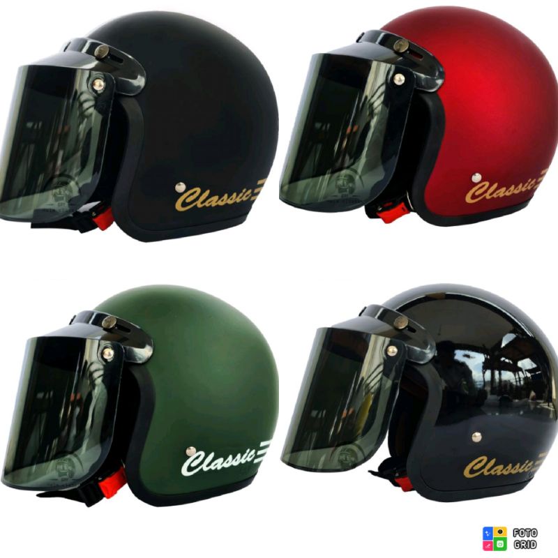 COD HELM BOGO DEWASA CLASIC GARIS  DEWASA POLOS GARIS KACA FLAT DATAR DAN KACA CEMBUNG-6