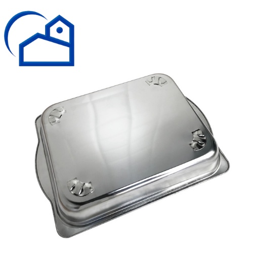 Wadah Saji Prasmanan 4522 Tempat Prasmanan FastFood Dish Warmer Square Pan Tutup Kaca / Prasmanan Set Wadah Saji-Stainless Steel Bentuk Persegi Panjang Tutup Plastik 4722
