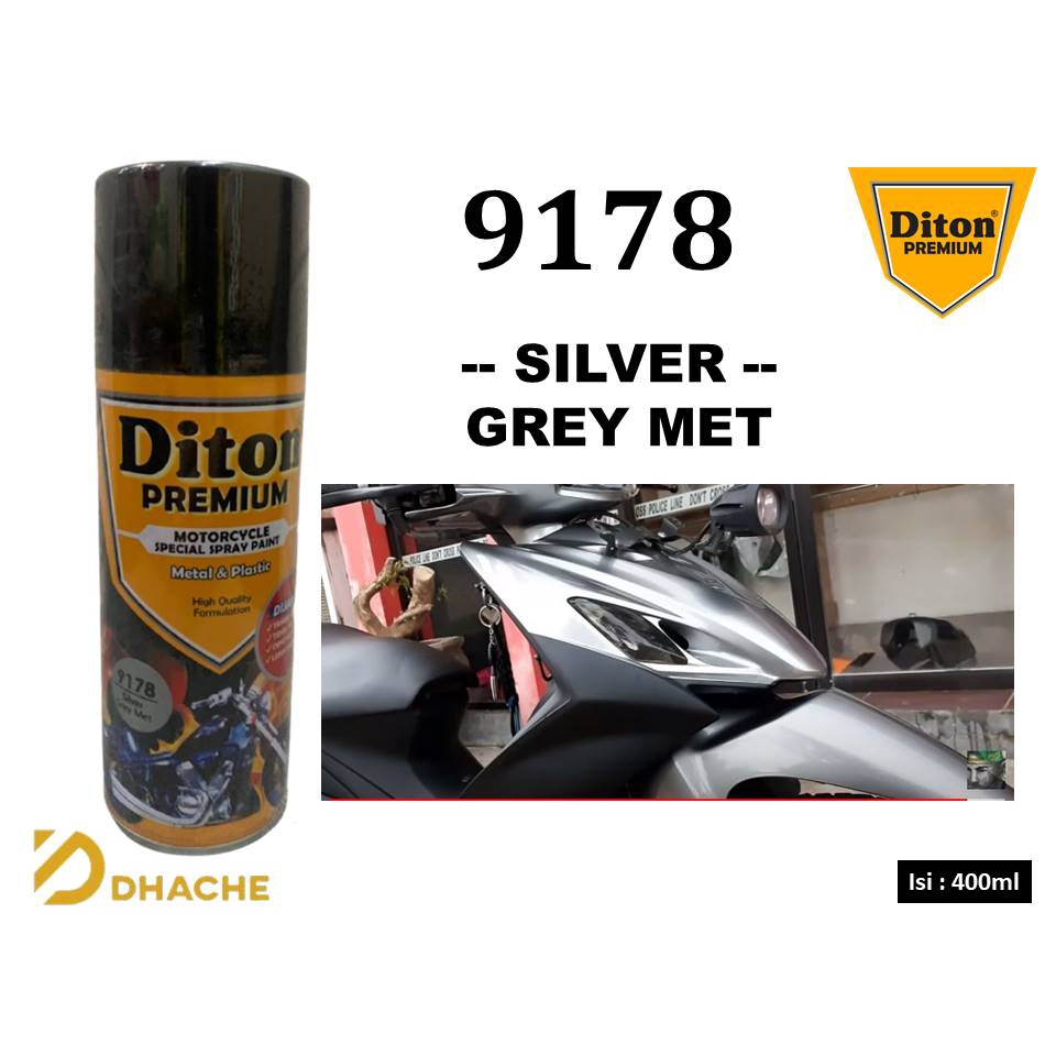 Cat Pilox Diton Premium 9178 Silver Grey Met Perak Abu metalik 400cc