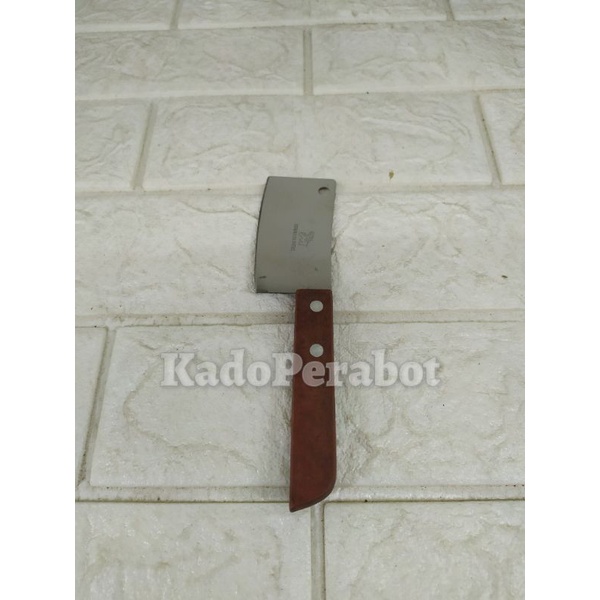 golok mini stainles gagang kayu - pisau cincang mini- pisau dapur mini