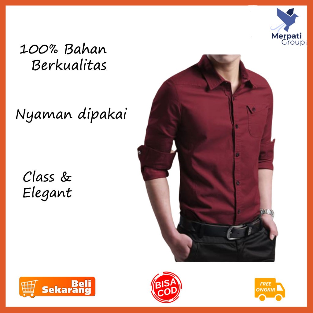 Kemeja Pria Reguler Fit Trendy Premium Pakaian Terbaru Formal E7E7 Murah Bagus Lengan Panjang Jumbo 