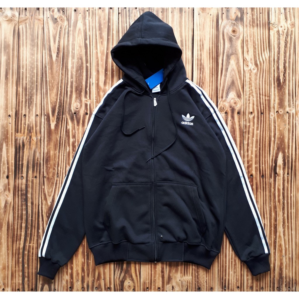 SWEATER HOODIE ZIPPER ADIDAS 3 FOIL BLACK