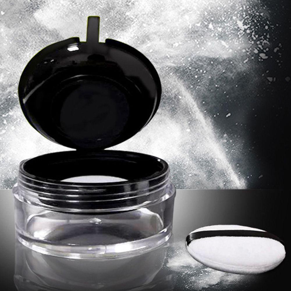 Rebuy Loose Powder Pot Excellent Transparan Compact Portable Kotak Kue Tepung Saringan Bulat Dengan Puff Travel Makeup Jar