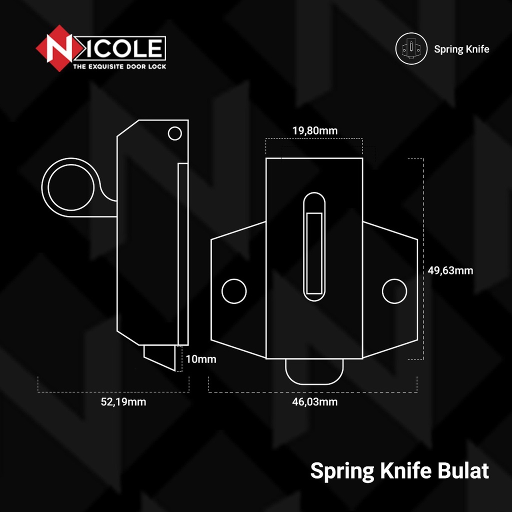 Grendel Spring Knife Bulat / Kunci Jendela Nicole Jumbo