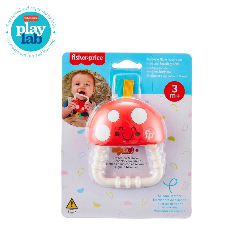 Fisher-Price Teethe 'n Glow Mushroom - Mainan Gigitan Anak Bayi (Teether)