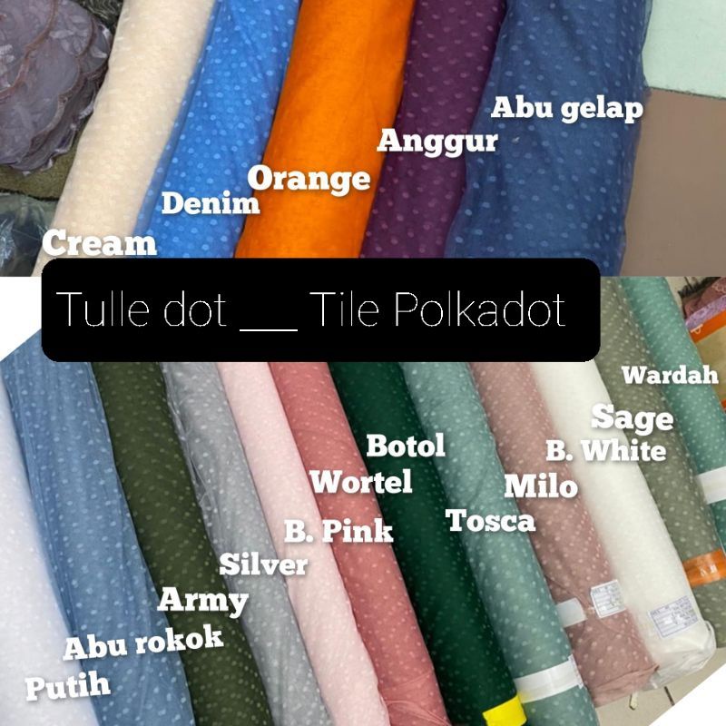 Kain Tile Dot / Tulle Polkadot /  Bahan Tile Bintik