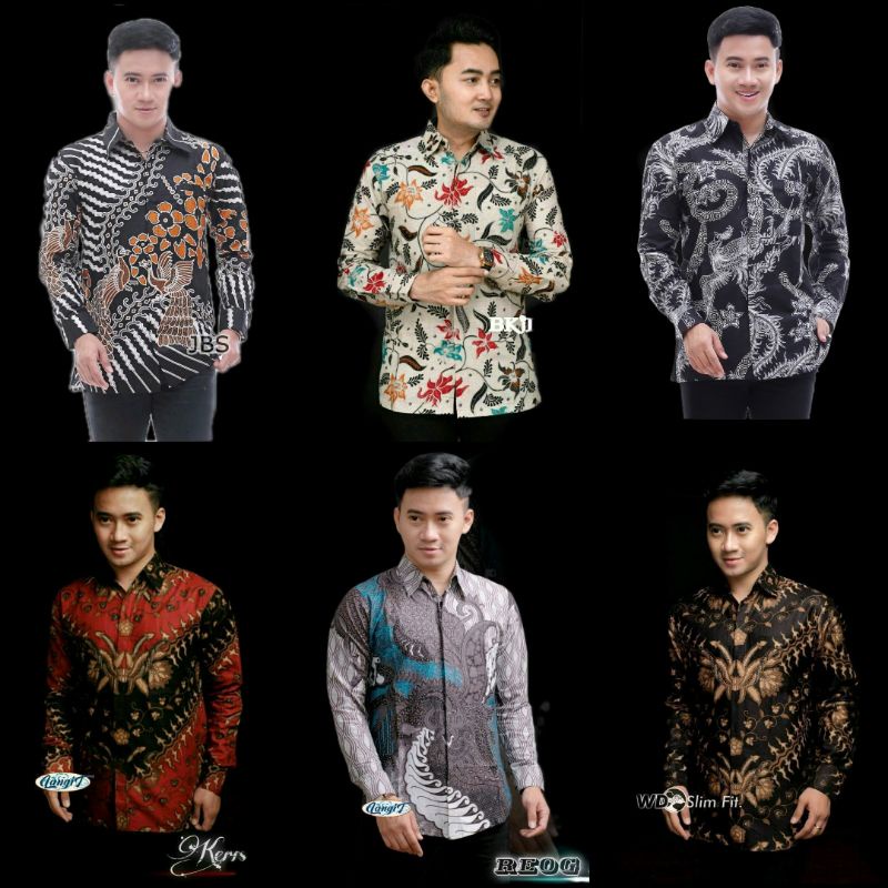 Batik Pria Lengan Panjang BATIK AZMIL HRB026 motif KERATONAN Kode 002 size M L XL XXL Reguler