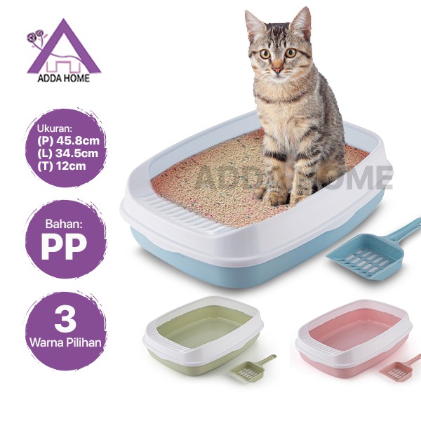 Adda Home - Bak Pasir Kucing Tempat Toilet Kucing Free 1 Sekop Serokan Pasir  46x34x12cm