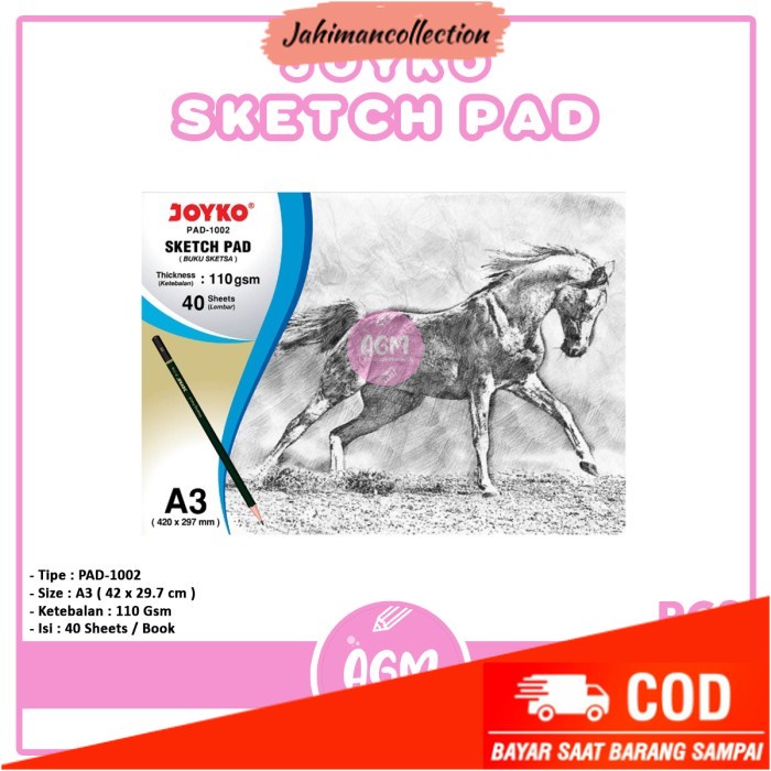 

✨ BISA COD ✨ Sketch Pad Joyko PAD-1002 A3 110gsm - 40lembar perpack