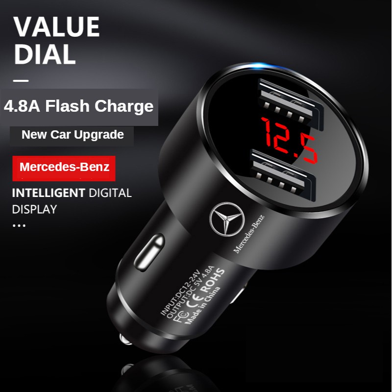 Charger Mobil Mercedes Benz MINI 4.8A / QC4.0 USB Fast Charging Untuk Mercedes Benz W210 / W124 / W203 / W204 / W204 / C200 / W12 / 2202 / W11 / W3 / W204G / / / 2205 / W11 / W204B / / 2202