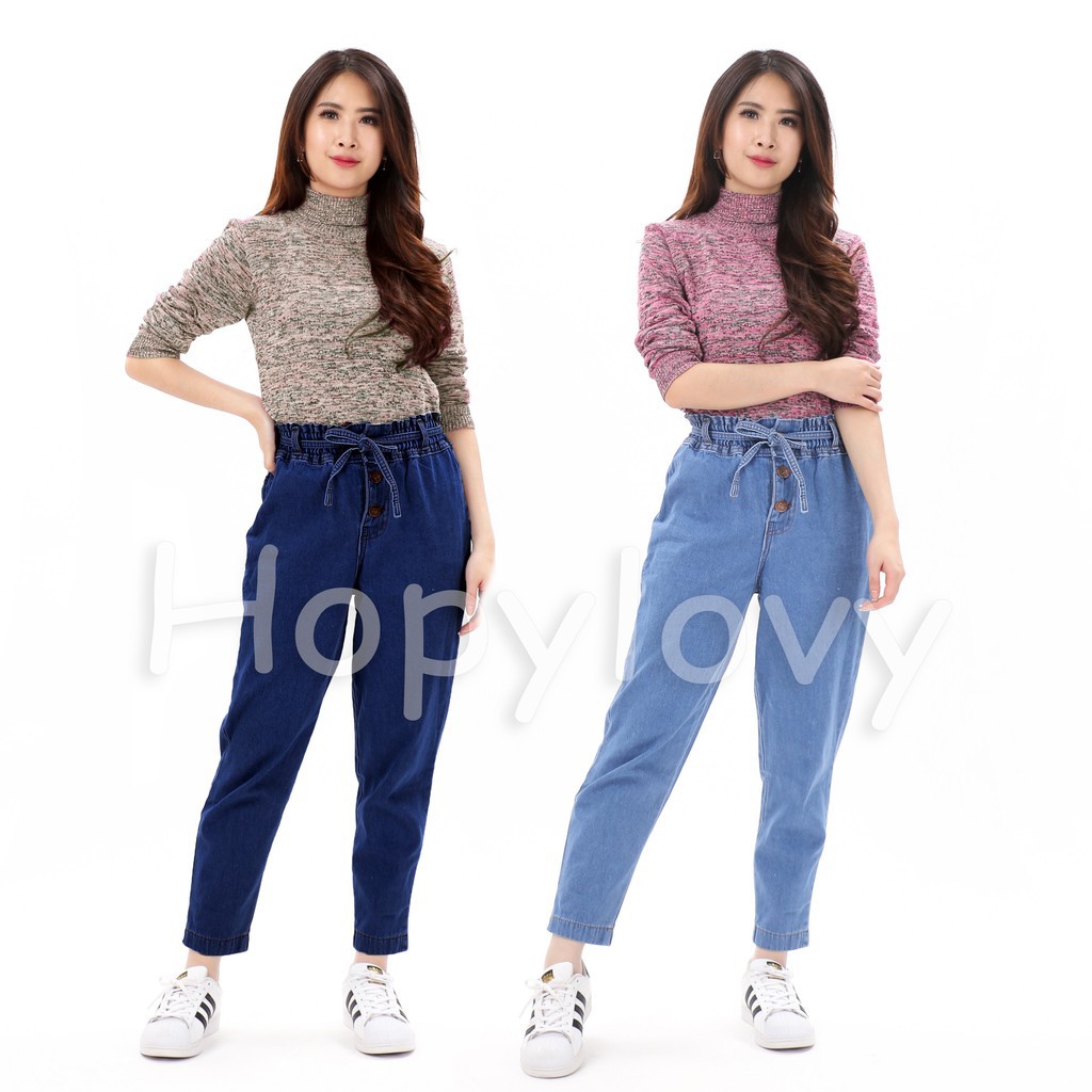 SHAREN Boyfriend Jeans Jumbo LV 3020 Wanita Pinggang Karet Baggy Ayuna / Lola Pants Jumbo