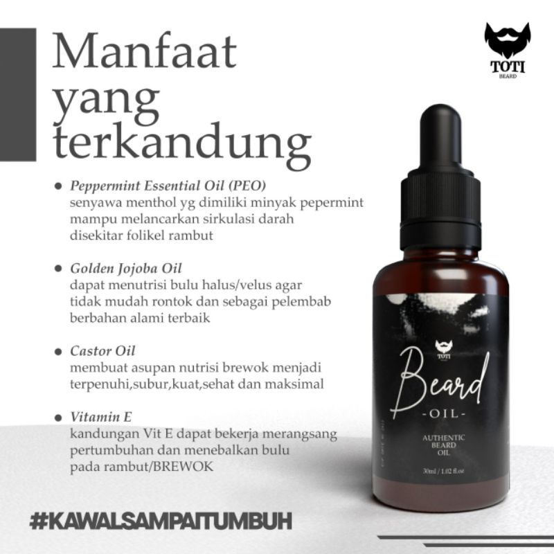 beard oil khusus pelebat bulu brewok tanpa gen(penebal &amp; penyubur)-toti beard oil