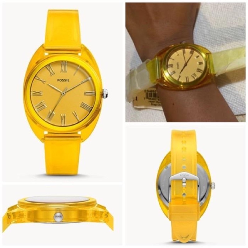 fsl jude three-hand yellow silicone es4860 watch nwt