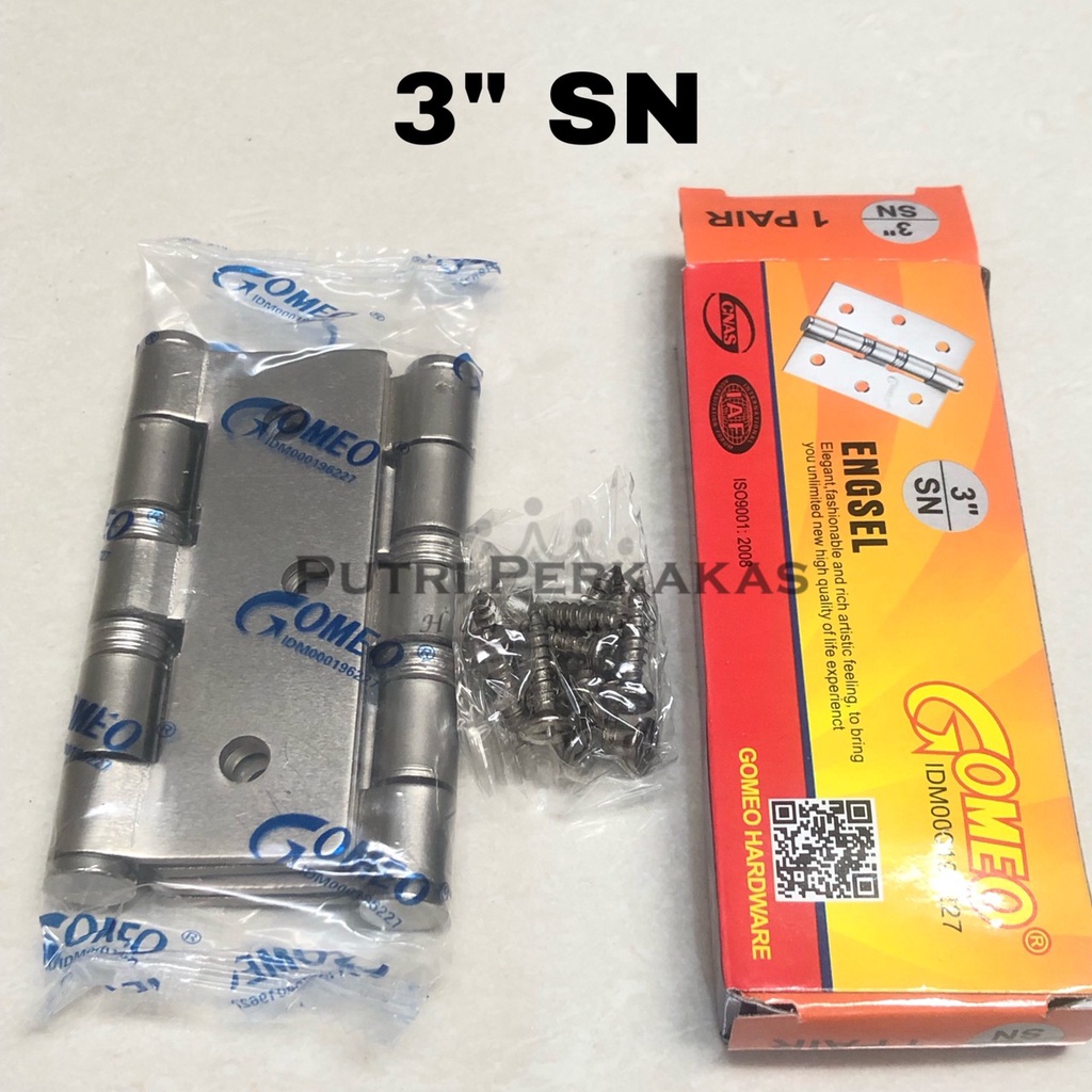 Engsel Pintu Rumah Engsel Jendela Tebal Gomeo 3 inch SILVER