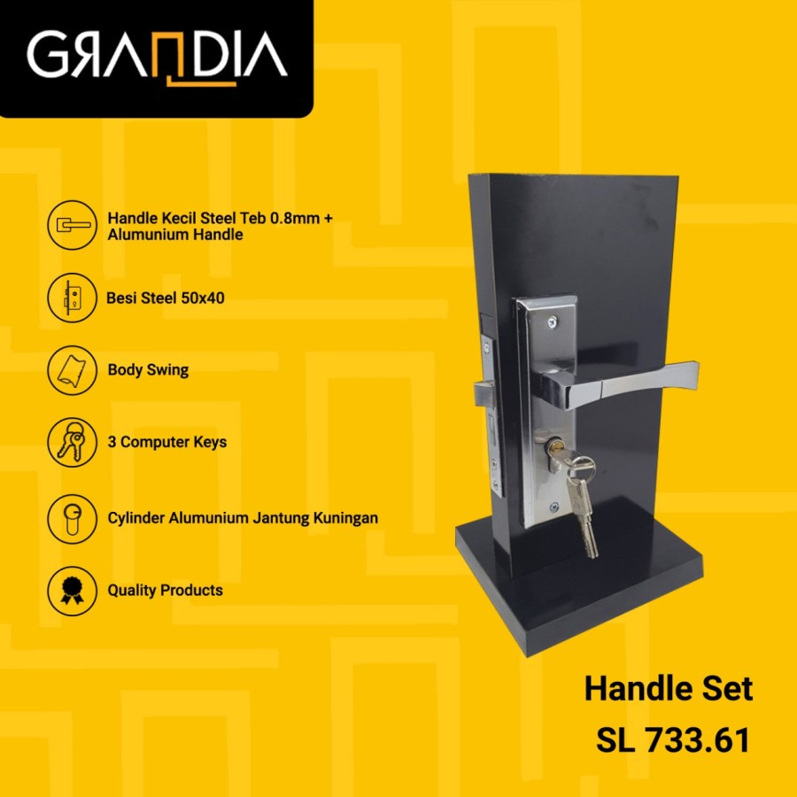 Gagang Pintu Set Kecil / Handle Pintu Set Grandia Small + Body dan Cylinder