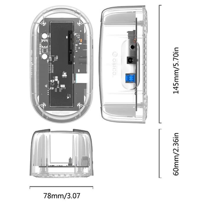 Docking ssd hdd orico 2.5 3.5 inch sata usb 3.0 transparent adapter 6139u3 - Hard disk drive dock transparan 6139-u3