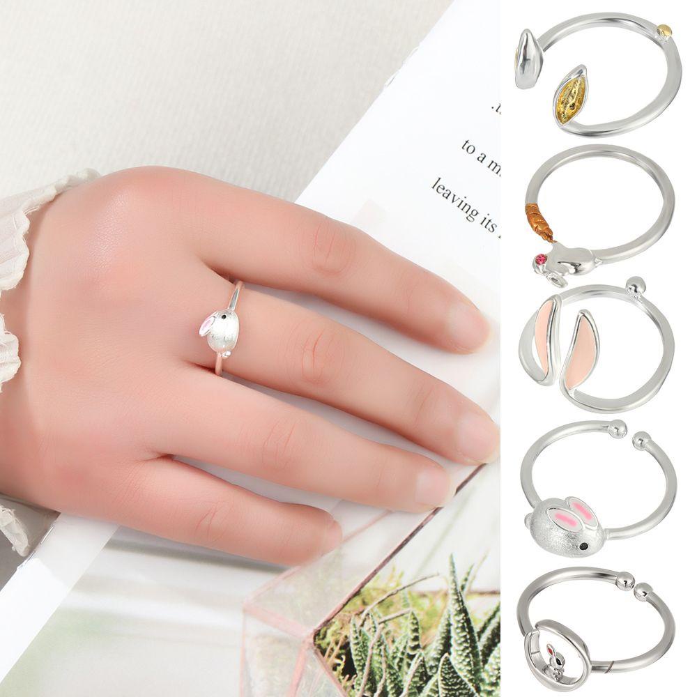Lily Rabbit Carrot Ring Aksesoris Populer Bukaan Kreatif Hewan