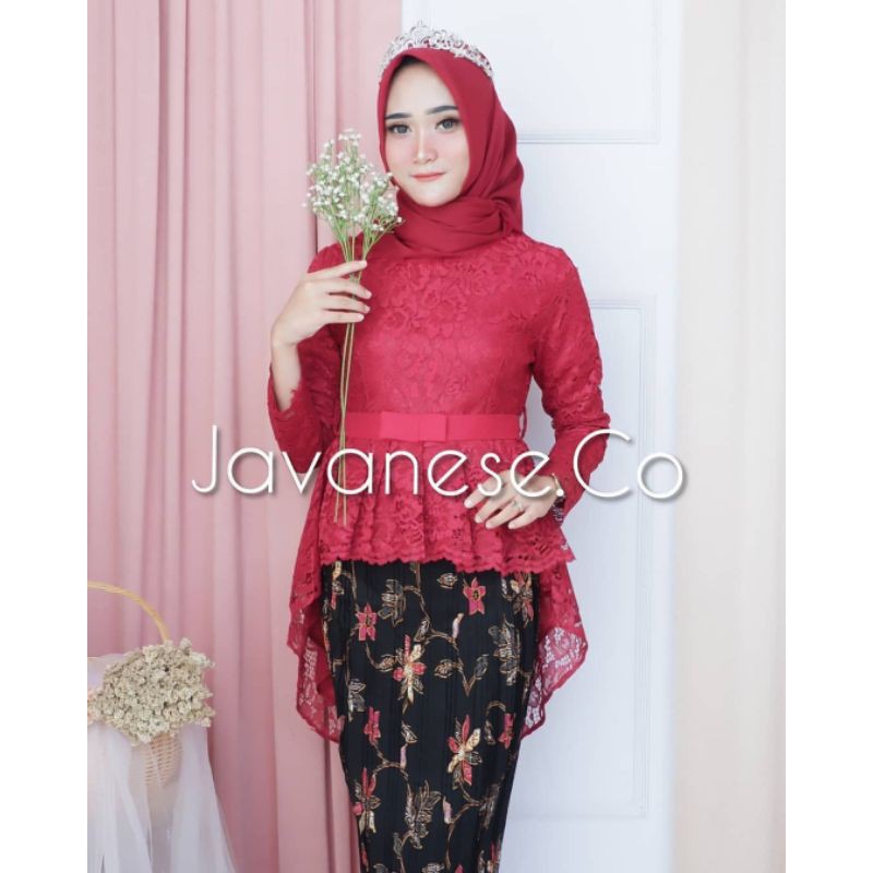 IndahKebaya | SET KEBAYA AURORA KEKINIAN / OUTFIT PESTA KONDANGAN / WISUDA / HITAM / SALEM / MAROON